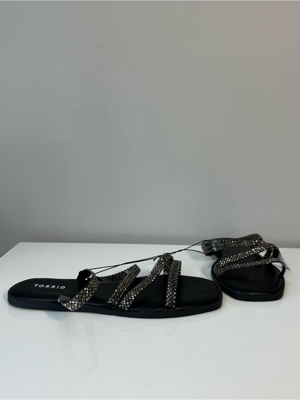 NWT Torrid Jelly Detail Embellished Square Toe Sandals Black Size 9.5WW Summer